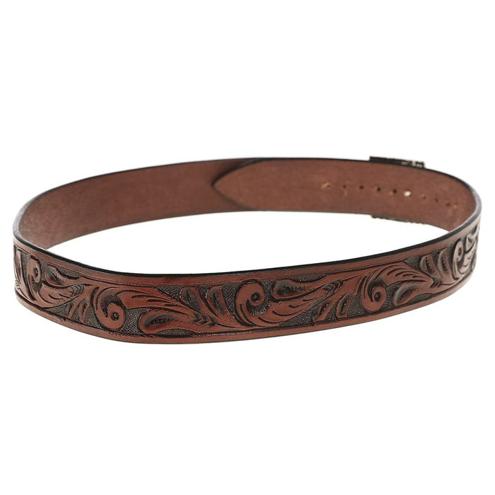 1" Brown Leather Scroll W/Buckle Hat Band
