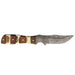 Damascus Mini Stag Wood Handle Knife w/Sheath