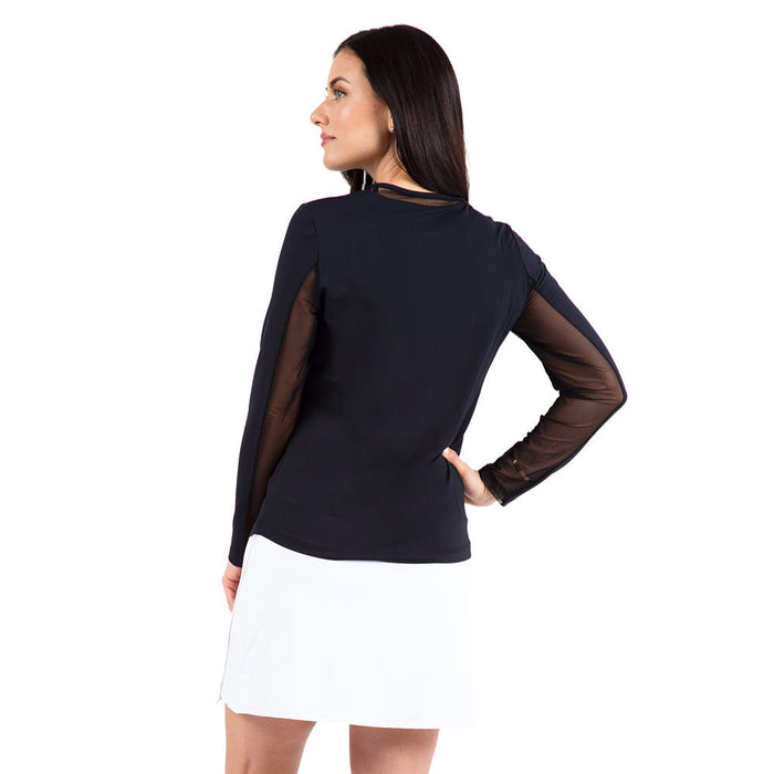 Ibkul Womens Black Essential Long Sleeve Crew Top