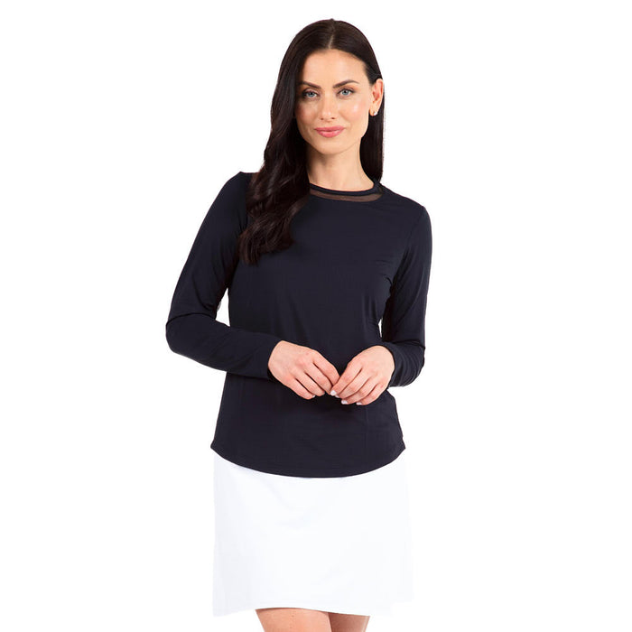Ibkul Womens Black Essential Long Sleeve Crew Top