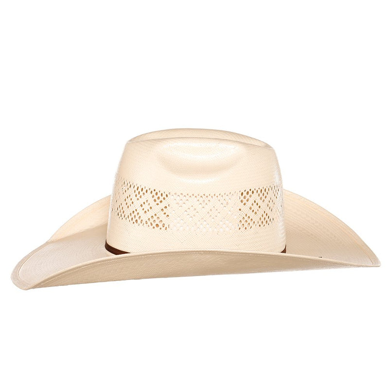 American Hats Fancy Vent Ivory 4 1/4in. Brim Chocolate Cord Straw Hat