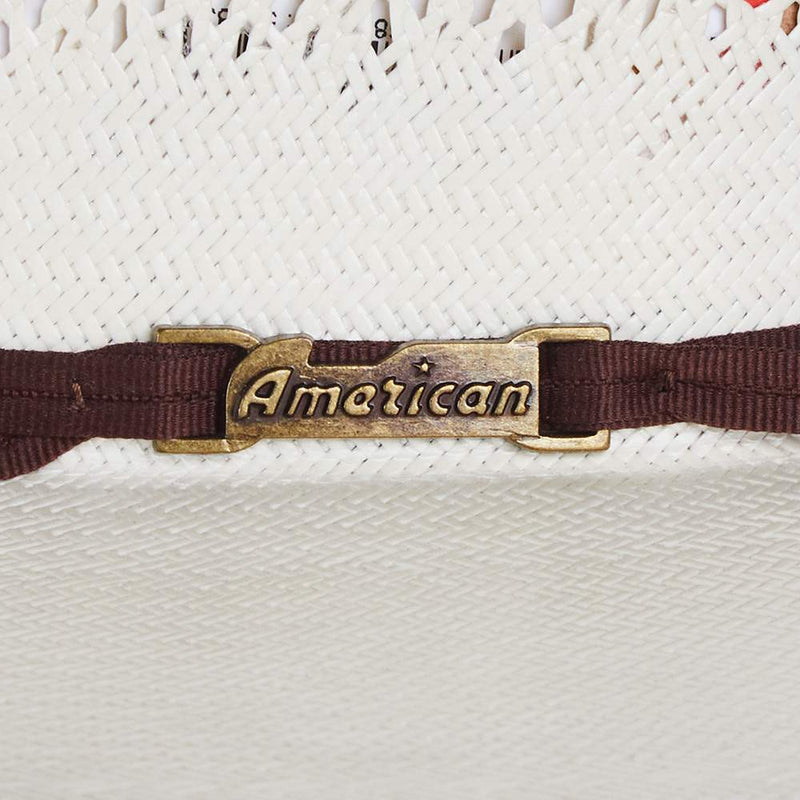 American Hats Fancy Vent Ivory 4 1/4in. Brim Chocolate Cord Straw Hat