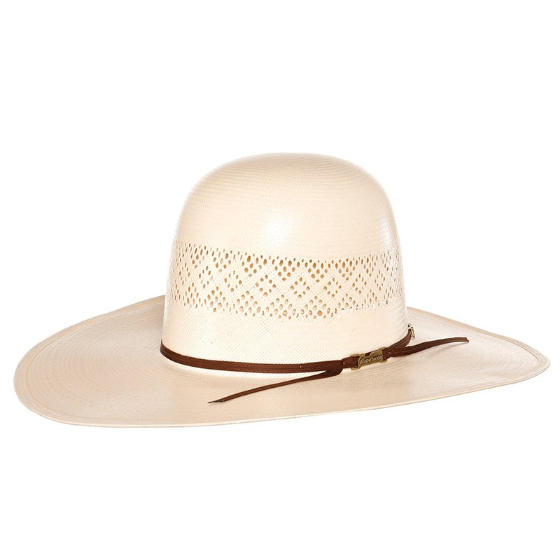 American Hats Fancy Vent Ivory 4 1/4in. Brim Chocolate Cord Straw Hat
