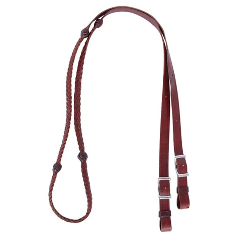 7/8in Braided Latigo Reins With Knots