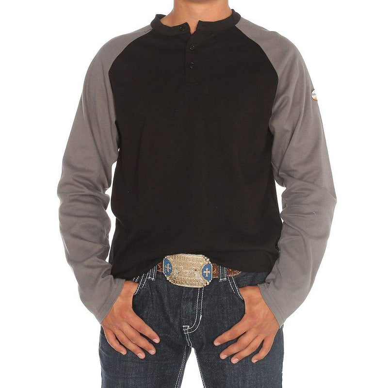Rasco Fr Men's Grey/Black Henley Flame Resistant T-Shirt