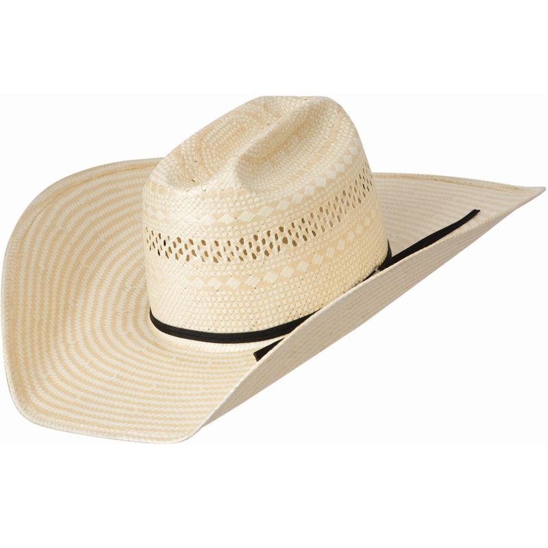American Hats Poli Rope Tan & Natural Straw 5in. Brim Open Crown Cowboy Hat