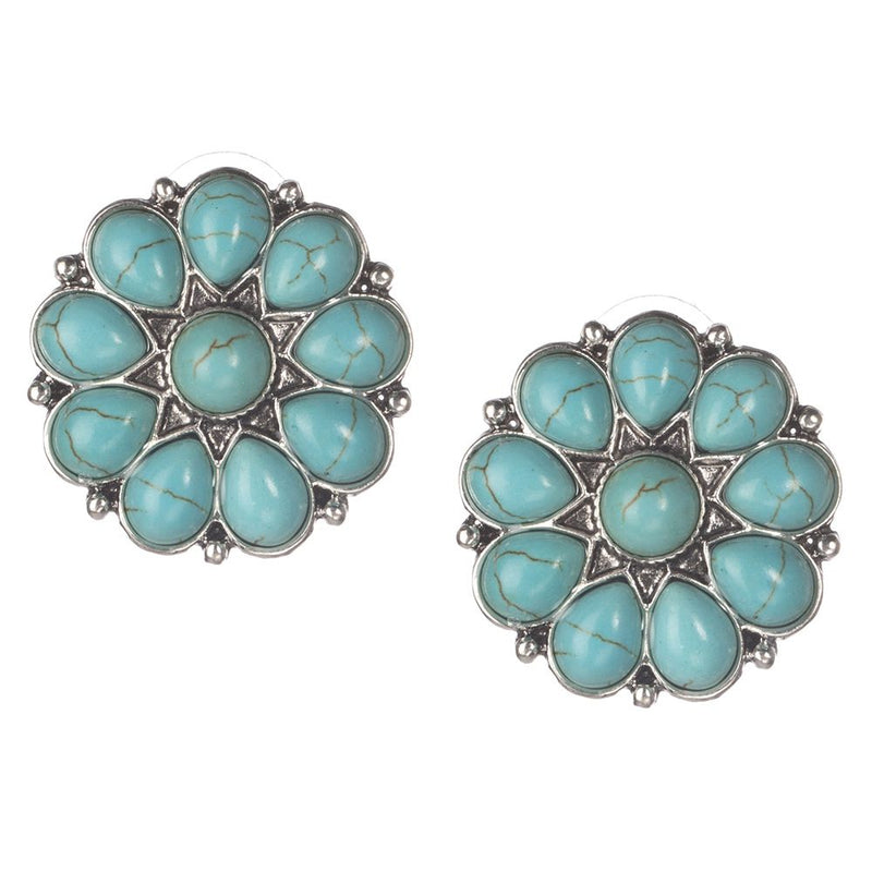 Silver Turquoise Flower Stud Earring