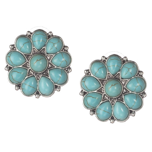 Silver Turquoise Flower Stud Earring