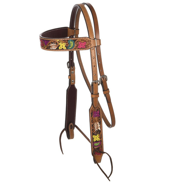 Hand Painted Floral Browband Headstall