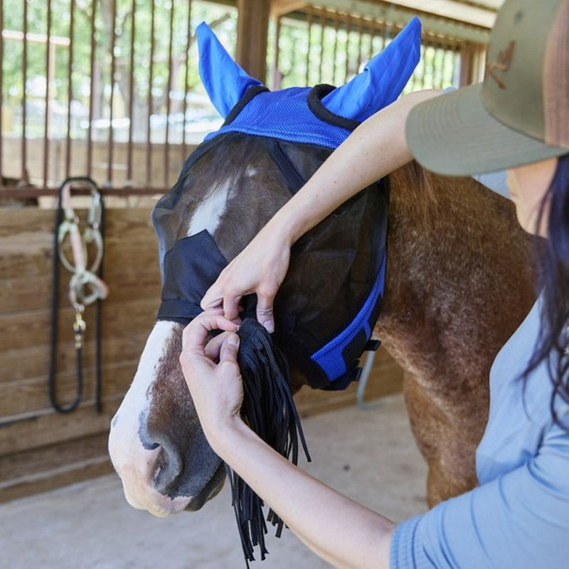 Tough 1 Royal Blue Comfort Mesh Fly Mask with Ears and Removable Nose Piece