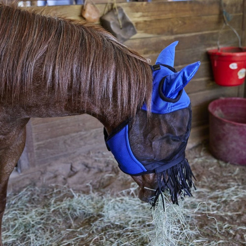 Tough 1 Royal Blue Comfort Mesh Fly Mask with Ears and Removable Nose Piece