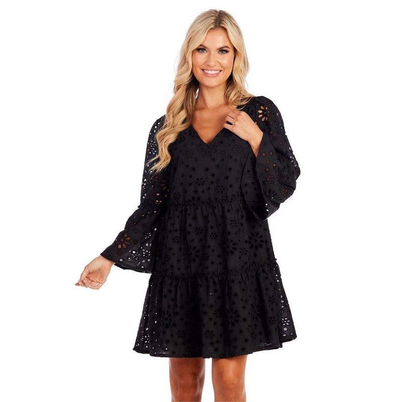 Mud Pie Women's Meredith Black Eyelet Dress