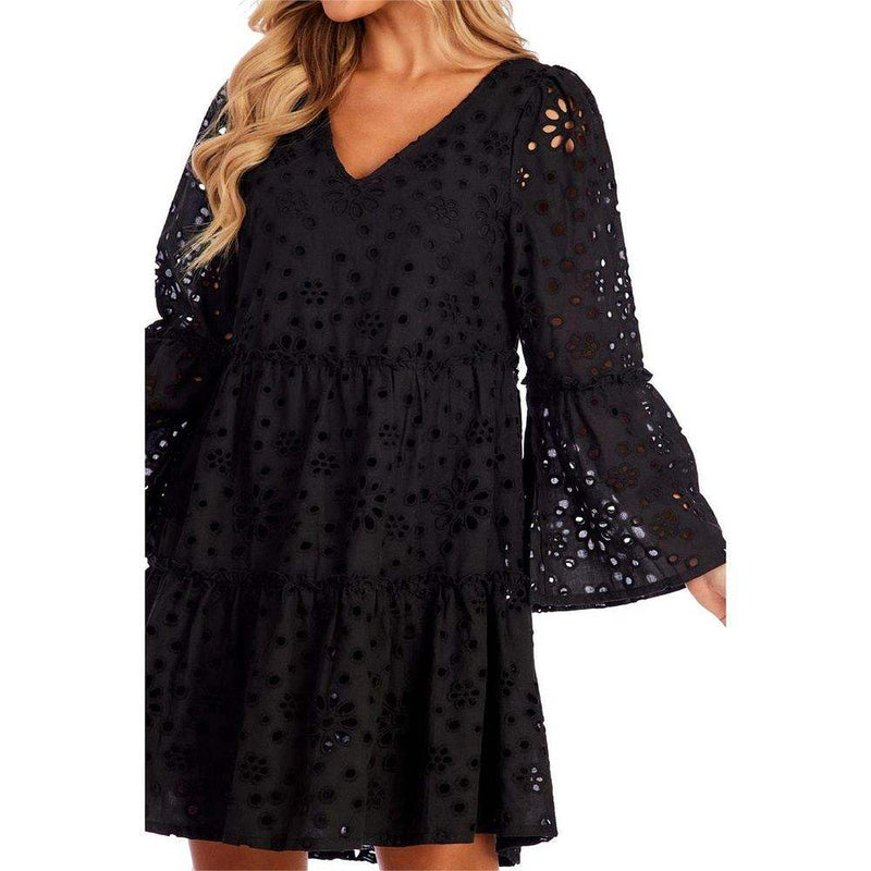 Mud Pie Women's Meredith Black Eyelet Dress