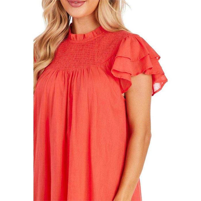 Mud Pie Women's Coral Bowers Smocked Dress