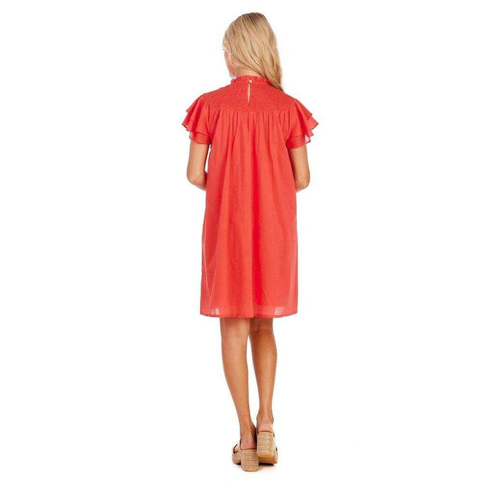 Mud Pie Women's Coral Bowers Smocked Dress