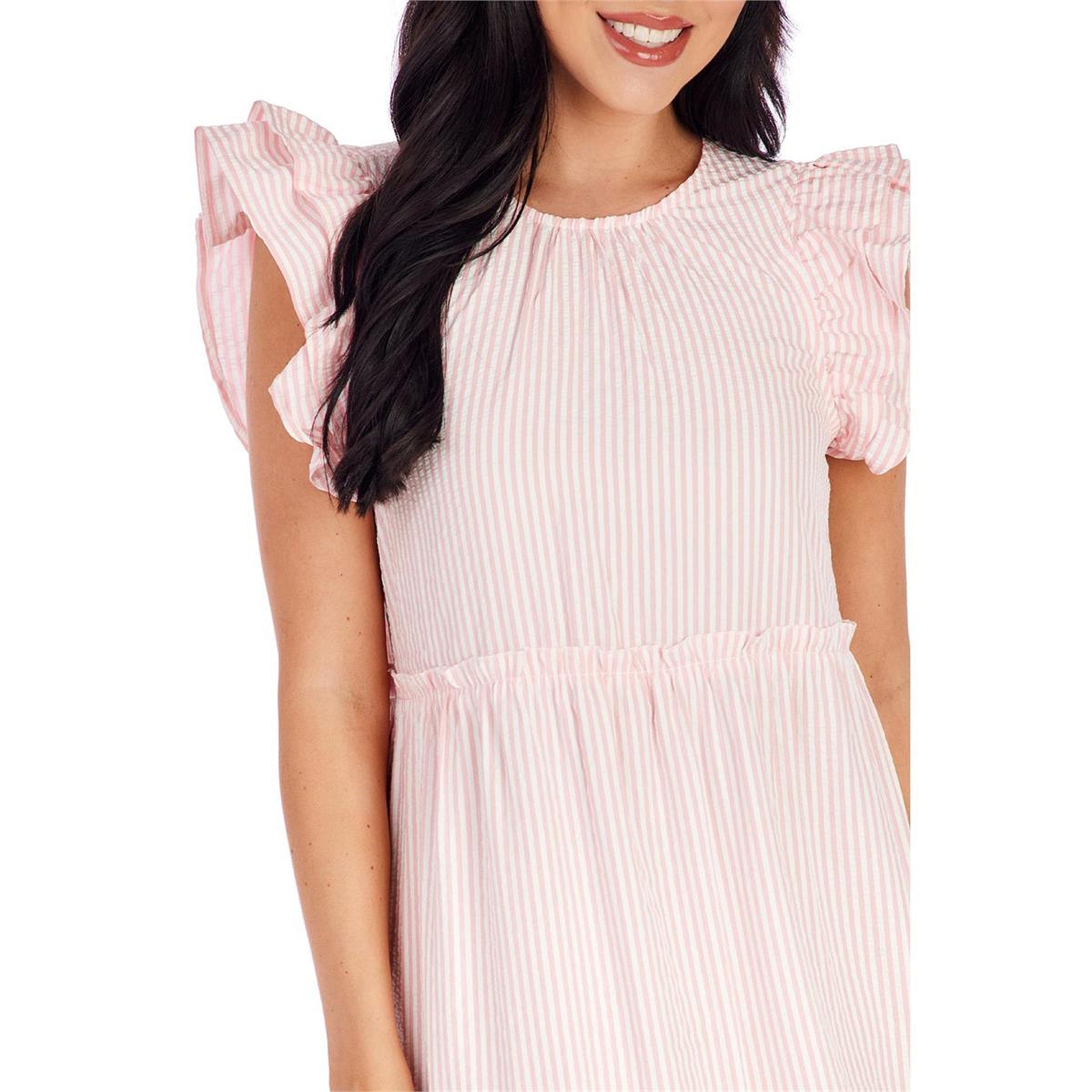 strapless open back dress Mud Pie Pink Santa Mesh Dress main image 1