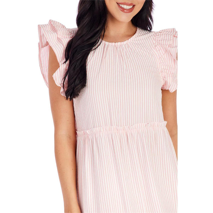Mud Pie Women's Pink Stripe Bardot Maxi Dress Mud Pie Women's Pink Stripe Bardot Maxi Dress