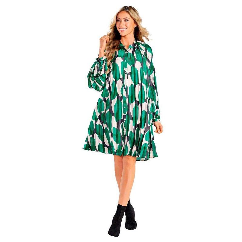 Mud Pie Women's Celia Green Pleated Dress
