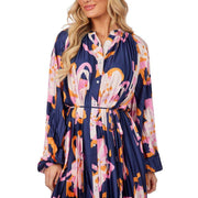 Mud Pie Women's Celia Navy Pleated Dress