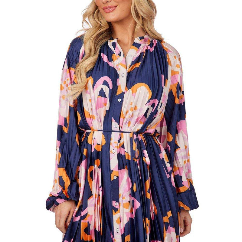 Mud Pie Women's Celia Navy Pleated Dress