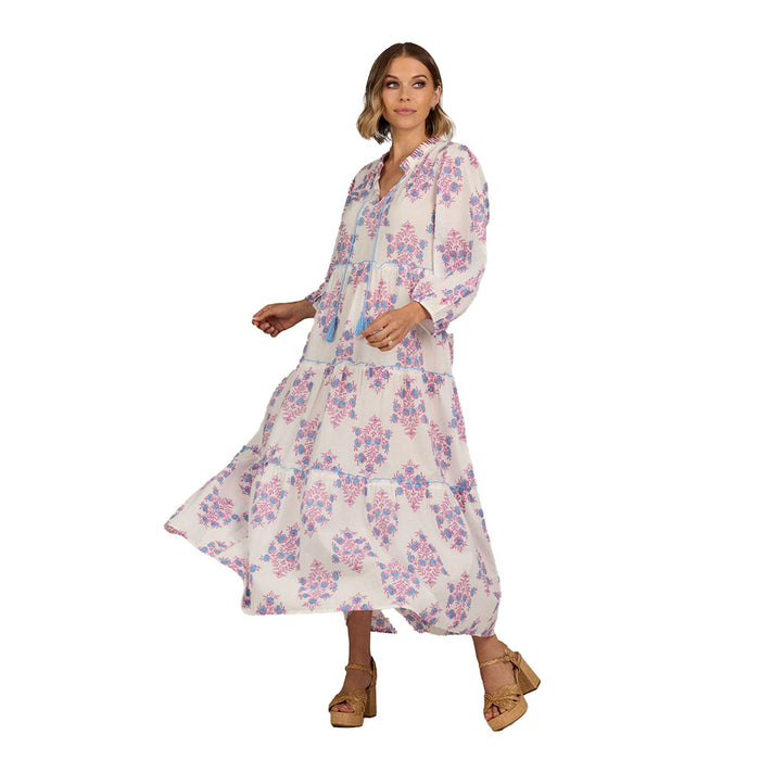 Mud Pie Women's White & Pink Floral Dress