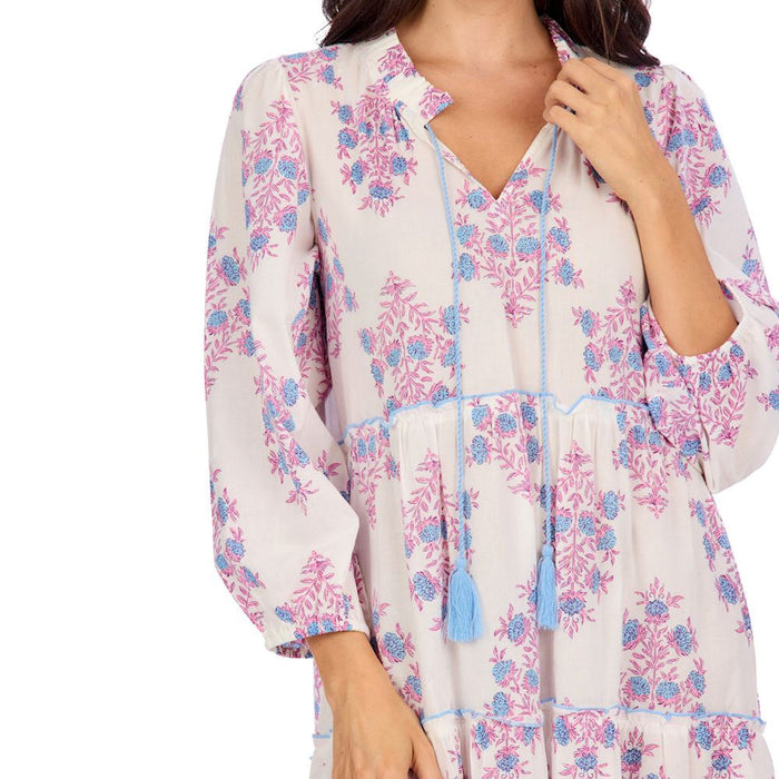 Mud Pie Women's White & Pink Floral Dress