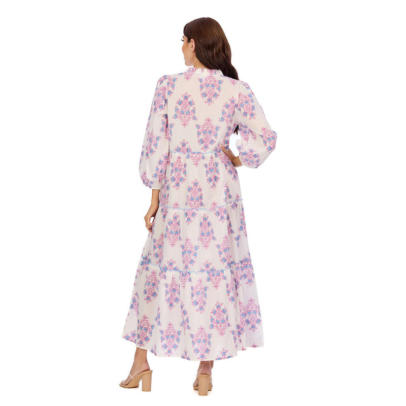 Mud Pie Women's White & Pink Floral Dress