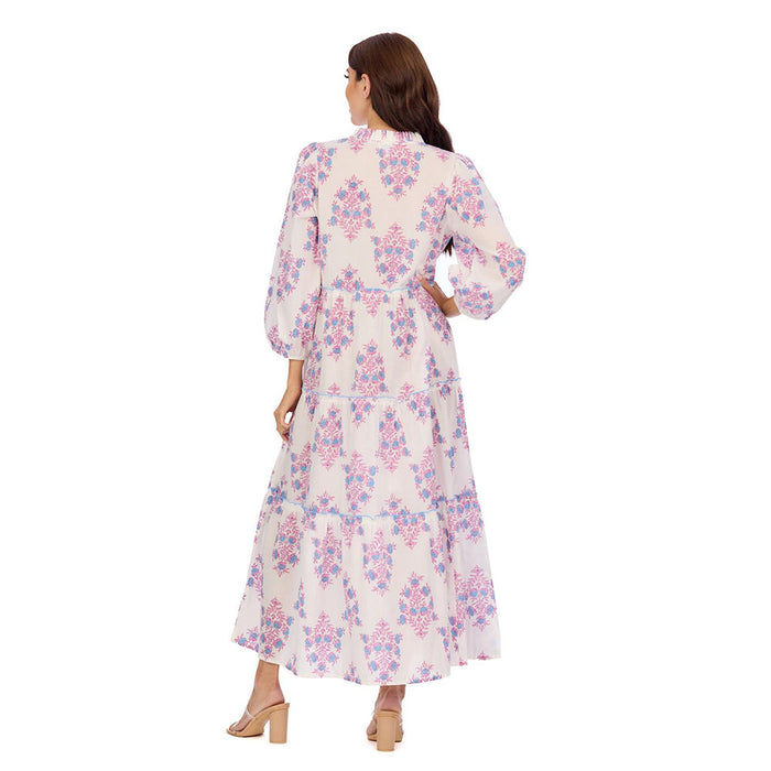 Mud Pie Women's White & Pink Floral Dress