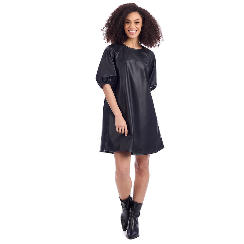 Mud Pie Women's Raine Black Leather Dress