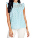 Mud Pie Women's Blue Bianca Eyelet Tank