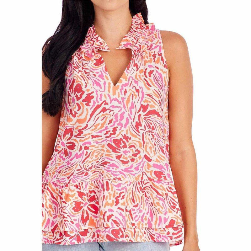 Mud Pie Women's Pink Floral Jeanette Top