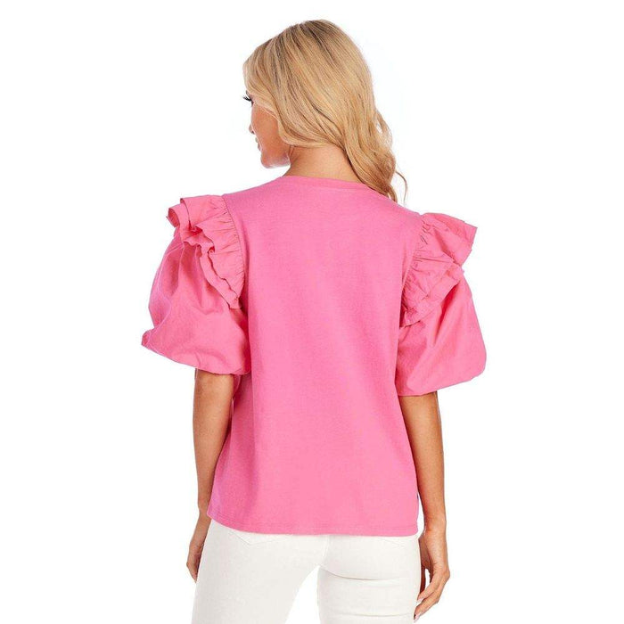 Mud Pie Women's Hot Pink Franco Top