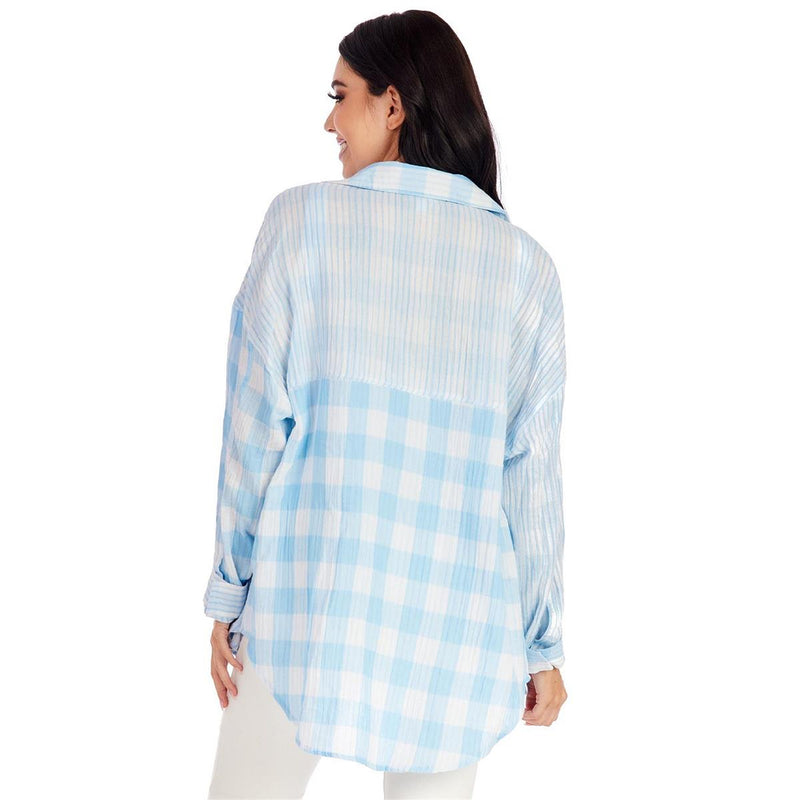 Mud Pie Women's Blue Jameson Button Down Shirt