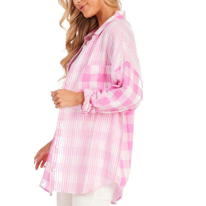 Mud Pie Women's Pink Jameson Button Down Shirt