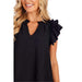 Mud Pie Women's Black Dahlia Ruffle Top