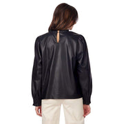 Mud Pie Women's Putnam Black Leather Top