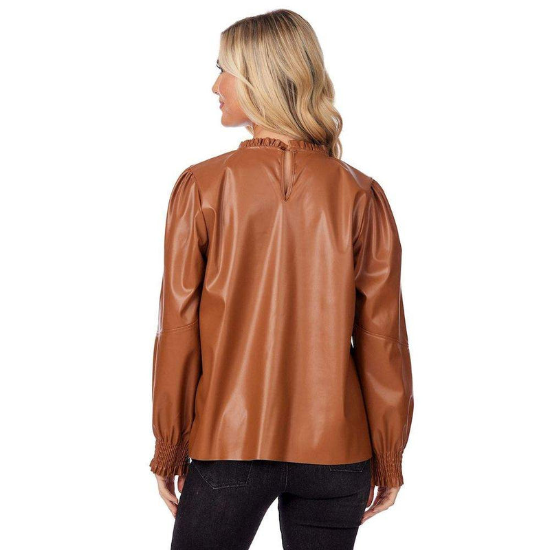 Mud Pie Women's Putnam Tan Leather Top