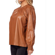 Mud Pie Women's Putnam Tan Leather Top