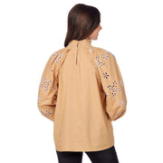 Mud Pie Women's Tan Emelia Eyelet Top