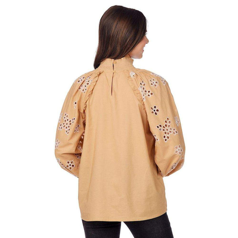 Mud Pie Women's Tan Emelia Eyelet Top