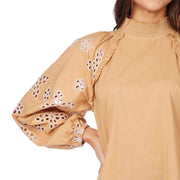 Mud Pie Women's Tan Emelia Eyelet Top