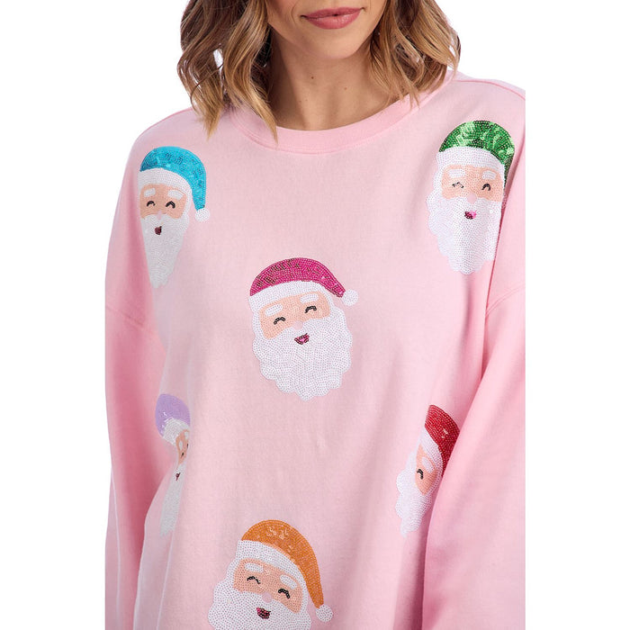 Mud Pie Women's Blush Santa Sparkle Sweatshirt