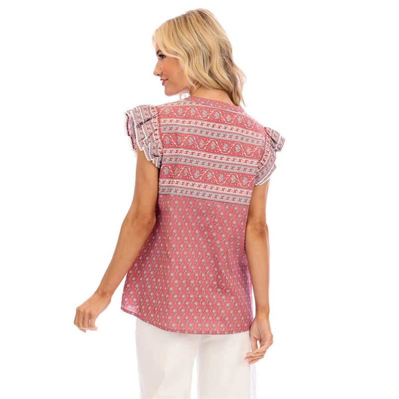 Mud Pie Red Marina Flutter Top