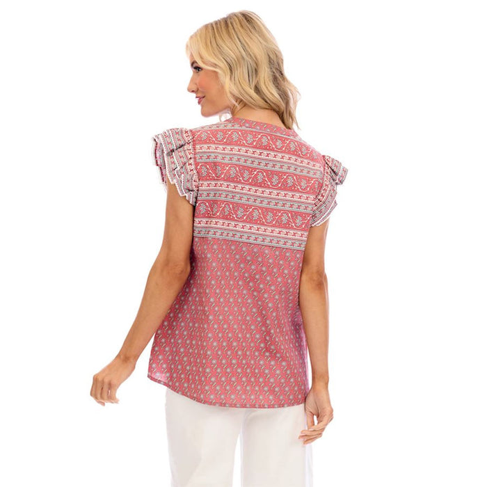 Mud Pie Red Marina Flutter Top