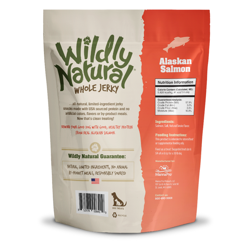 Manna Pro Wildly Natural Whole Jerky Strips - Alaskan Salmon 5oz