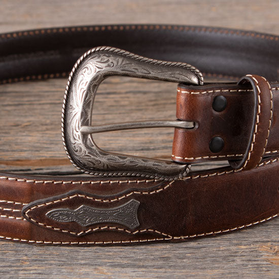 Gem Dandy Accessories Men's Leather Belt with Silver Concho