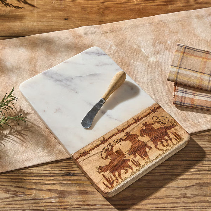 Park Designs Roping Cowboys Mable Cutting Board with Spreader