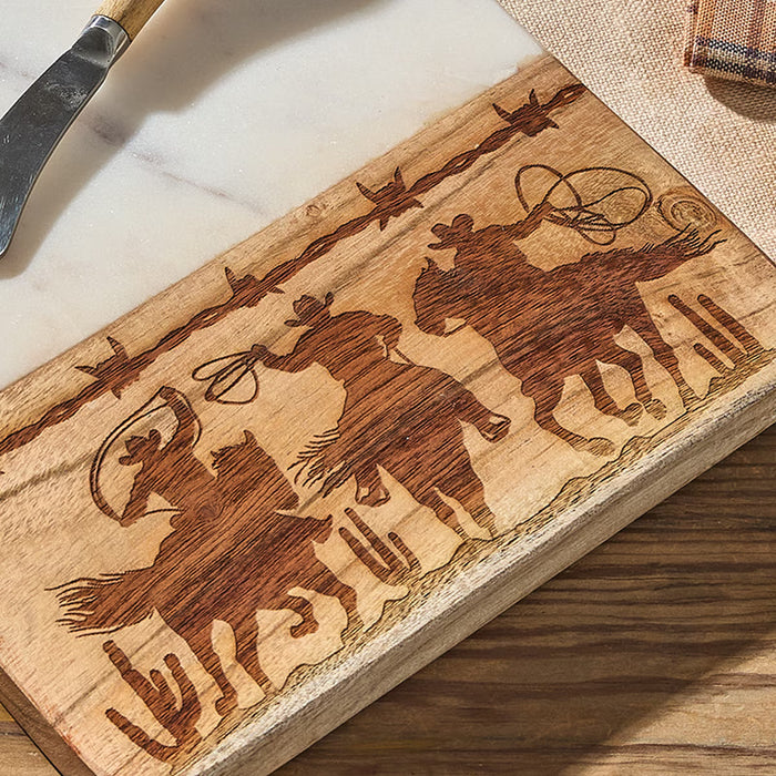 Park Designs Roping Cowboys Mable Cutting Board with Spreader