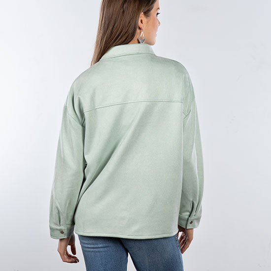 Rock & Roll Denim Mint Studded Fringe Top