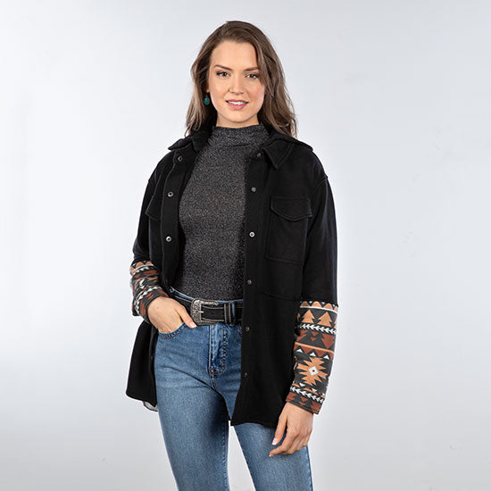 Rock & Roll Denim Black Aztec Shacket